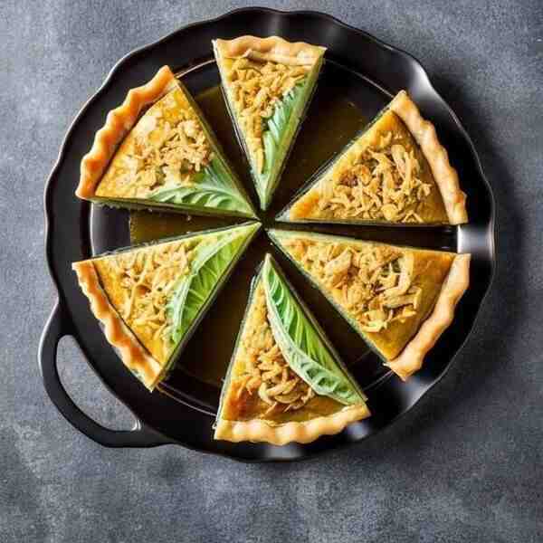 Заливной капустный пирог с копченой курицей